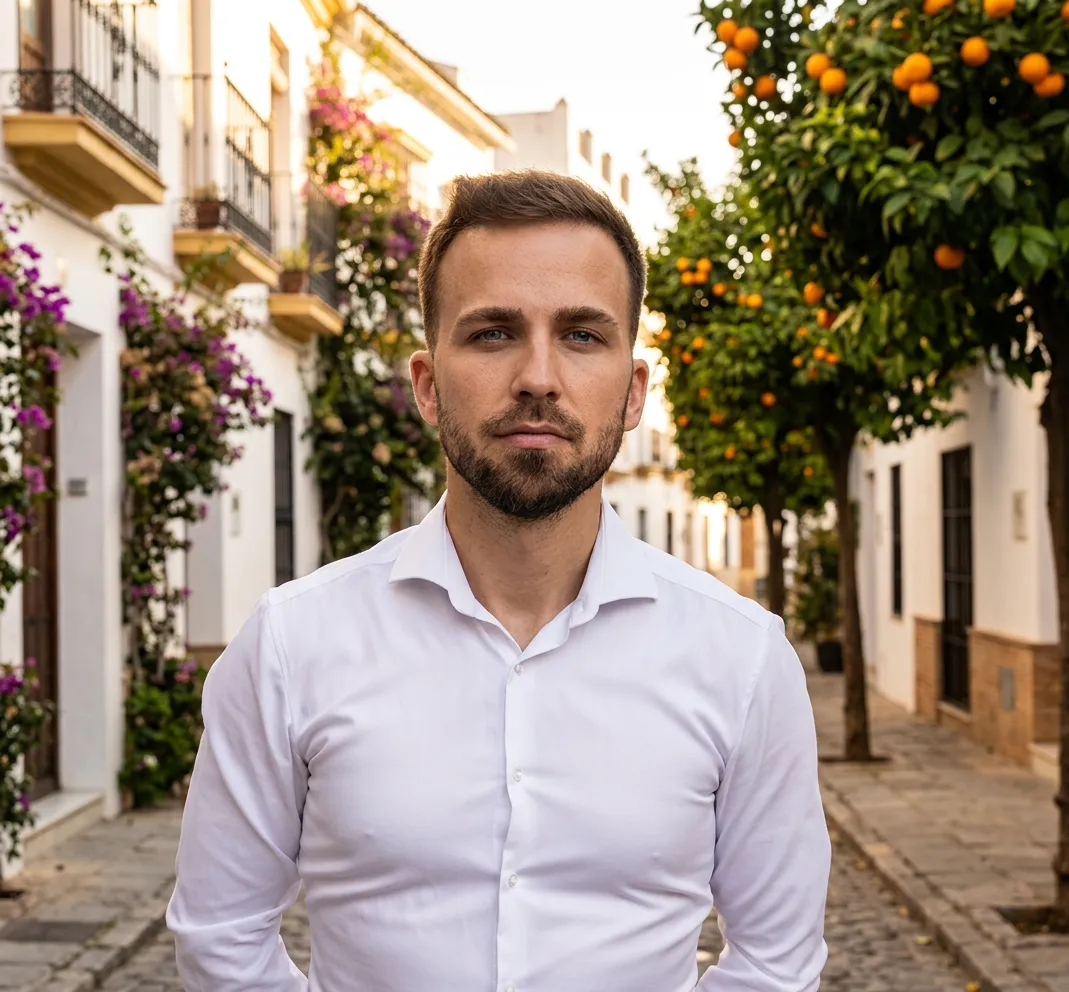 Vajvoda Marcell, a SpainProperty ingatlanos szakértője egy andalúziai utcán