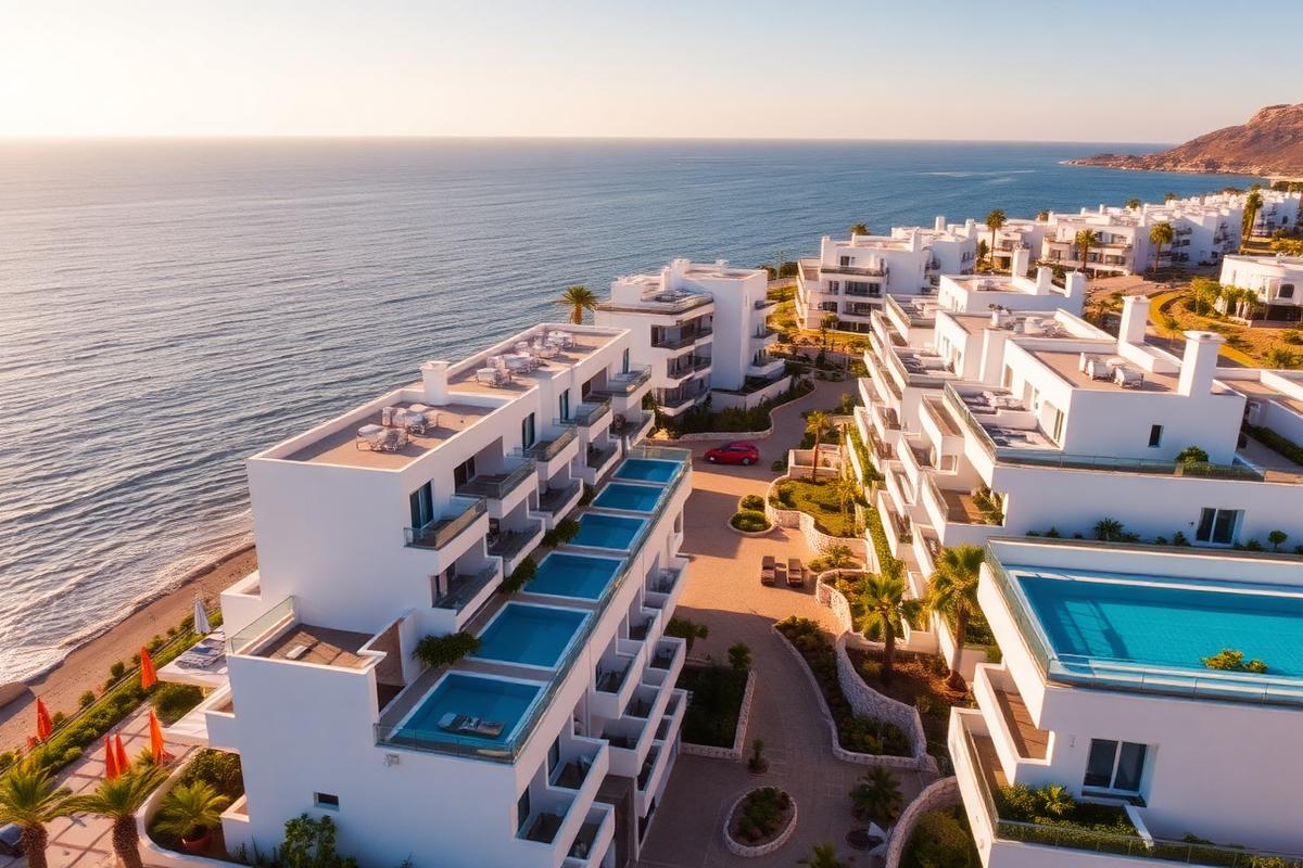 Új építésű tengerparti apartmanok medencékkel a Costa del Solon