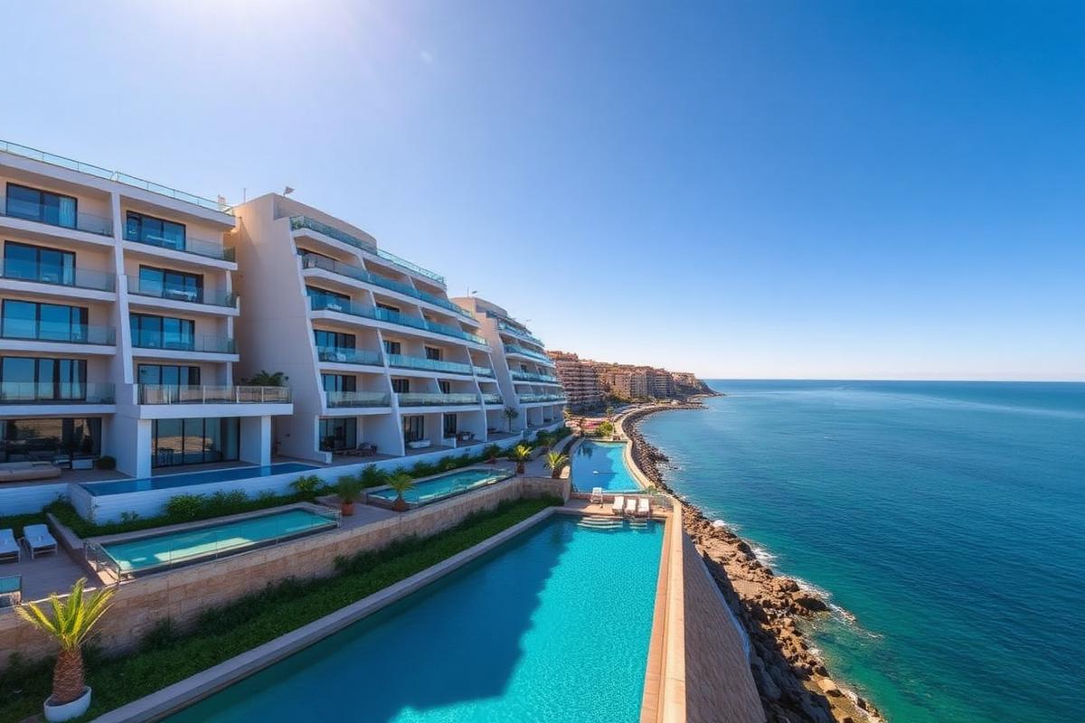 Modern tengerparti apartmankomplexum a Costa del Solon